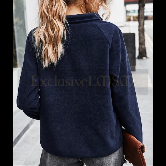 Gray & Navy Zipper Pullover - Picture 3 of 3